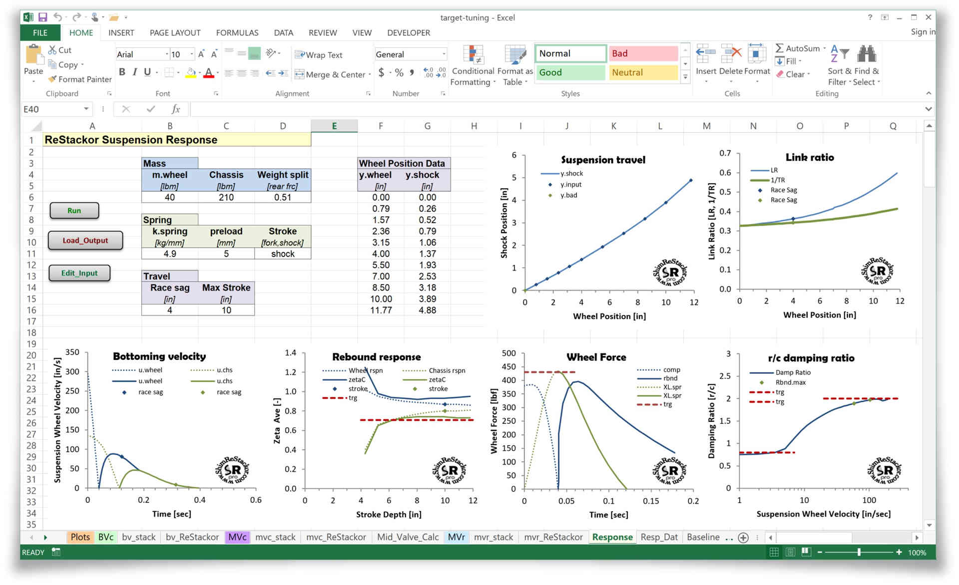 Shim ReStackor suspension response calculation