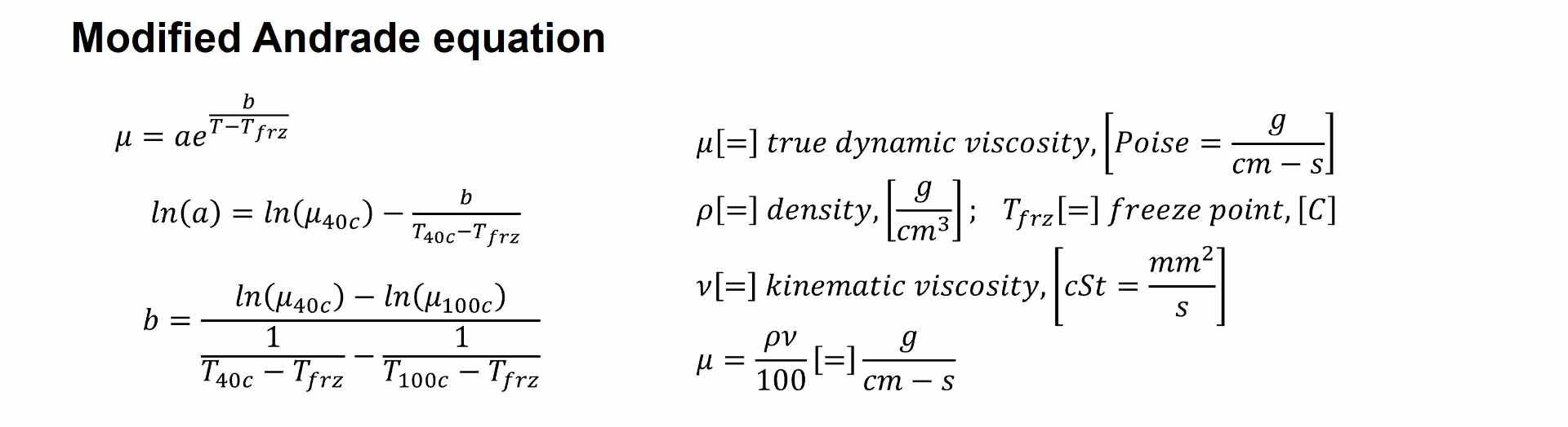 Andrade viscosity scaling